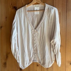 Lovestitch crochet button blouse top NWT